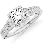 1.75 Carat Designer Halo Channel Set Round Diamond Engagement Ring wit