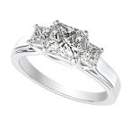 3/4 Carat 3 Three Stone GIA Certified Princess Diamond Engagement Ring