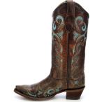 Circle G Women's Embroidered Cowgirl Boot Snip Toe Brown 7.5 M US