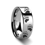 Thorsten Bear PAW Animal Track Bear Paw Print Ring Tungsten Ring Polis