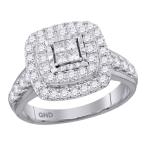 Jewels By Lux 14kt White Gold Womens Princess Diamond Square Cluster B