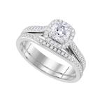 Jewels By Lux 14kt White Gold Womens Cushion Diamond Bridal Wedding En