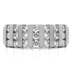 14k White Gold Diamond 0.26 CT Three Row Bar Set Wedding Ring (Size 3