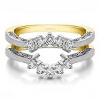 TwoBirch Double Shared Prong Wedding Ring Guard with Diamonds (G-H,SI2