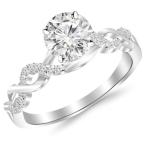 0.88 Carat Twisting Infinity Gold and Diamond Split Shank Pave Set Dia