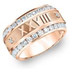 14K Rose Gold Women's Roman Numeral Diamond Eternity Ring Customized W