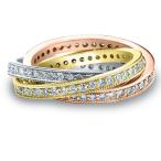 14K Tri-Color Gold Diamond 3 Band Rolling Ring (1.5 cttw, F-G Color, V