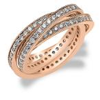 18K Rose Gold Diamond 3 Band Rolling Ring (1.5 cttw, F-G Color, VS1-VS