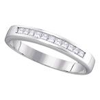 14kt White Gold Womens Princess Channel-set Diamond Single Row Wedding