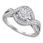 14kt White Gold Womens Princess Diamond Solitaire Twist Bridal Wedding