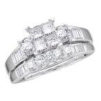 10kt White Gold Womens Princess Diamond Bridal Wedding Engagement Ring