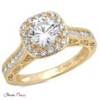 Clara Pucci 1.8 CT Round Cut Pave Halo Wedding Bridal Engagement Ring