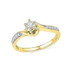 Jewel Tie - Size 11 - Solid 10k Yellow Gold Round Diamond Solitaire Br