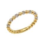 Fine 10k Two-Tone White and Yellow Gold Beaded Stackable Ring with Nat