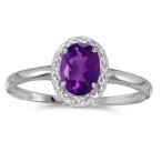 Jewels By Lux 14k White Gold Genuine Purple Birthstone Solitaire Oval