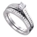 Jewels By Lux 10kt White Gold Womens Princess Diamond Bridal Wedding E