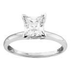 Jewels By Lux 14kt White Gold Womens Princess Diamond Solitaire Bridal