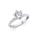 Paradise Jewelers 14K Solid White Gold Round Brilliant Cut Solitaire C