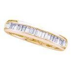 Jewels By Lux Yellow-tone Sterling Silver Womens Baguette Diamond Wedd