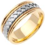 14K Two Tone (White and Yellow) Gold Braided Basket Weave Women's Wedd