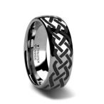 Tungsten Carbide Domed Wedding Band Ring Celtic Knot Design 4mm Band (