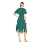 Adrianna Papell Women's Gauzy Crepe TIE Dress, Bright Palm, 4