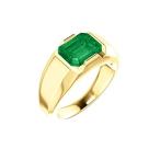 Jewels By Lux 14K Yellow Gold Chatham?¨ Created Emerald Men's Solitair