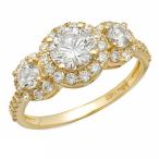 Clara Pucci 1.6 CT Round Cut Solitaire Engagement Ring Pave Halo 14k Y