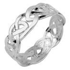 Women's 14k White Gold Celtic Wedding Band Trinity Knot Eternity Ring