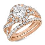 Clara Pucci 2.3 CT Round Cut Pave Halo Bridal Engagement Wedding Ring
