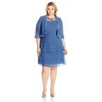 Le Bos Women's Size Tiered Jacket Dress Plus, Dusty Blue, 16W