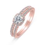 5/8ctw Diamond Halo Bridal Set Engagement Ring in 10k Rose Gold