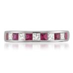 La4ve Diamonds 14k White Gold Princess-Cut Diamond and Red Ruby Weddin