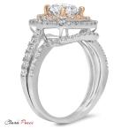 Clara Pucci 1.9 CT Round Cut Pave Double Halo Bridal Engagement Weddin