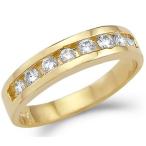 Size- 7 - Solid 14k Yellow Gold Ladies Channel Set CZ Cubic Zirconia W