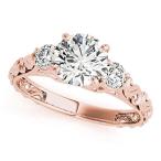 0.5 Ct. Halo Round Cut Classic Three-Stone Diamond Engagement Ring for