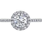 14K White Gold Halo Engagament Ring and Wedding Band Bridal Set Size 4