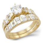 Size- 7.5 - New Solid 14k Yellow Gold Solitaire CZ Cubic Zirconia Two