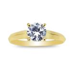 JamesJenny 10K Yellow Gold 1.0ct Round CZ Classic Solid Engagement &amp; W