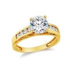 Size - 4.5 - Solid 14k Yellow Gold Round Cut Wedding Engagement Ring w