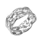 Celtic Weave Wedding Band in Polished 10k White Gold (Size 7)