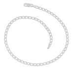 Sterling Silver 2.8-mm Fancy Double Curb Chain Adjustable Anklet (9-10