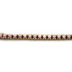 MGD, Pink Rose Quartz Color Bead with Golden Beads and Brass Bell Ankl