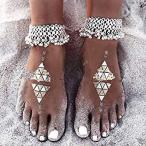 Nicute Boho Tassel Anklet Bell Ankle Bracrlets Silver Foot Jewelry for