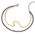 Two-Row Stainless Steel Gold Black Anklet Bracelet