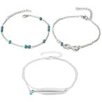 PORPI-JOJO 3pcs Summer Beach Anklets Bracelets Foot Jewelry Chain Set