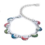 Silver-tone Paua Shell Crescent Moon Link Anklet by Jewely Nexus