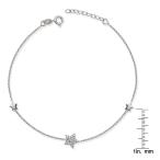 Beaux Bijoux Sterling Silver 9" + 1" Extension CZ Star Anklet