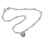 SilberDream anklet butterfly red, 9.84 inch, 925 Sterling Silver SDF01
