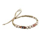 BlueRica Hemp Anklet Bracelet with Puka Shell Beads &amp; Multicolor Muran